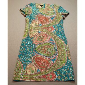 TALBOTS Colorful Dress‎ Size 2 Knee Length Green Blue Pink White Spring/Summer